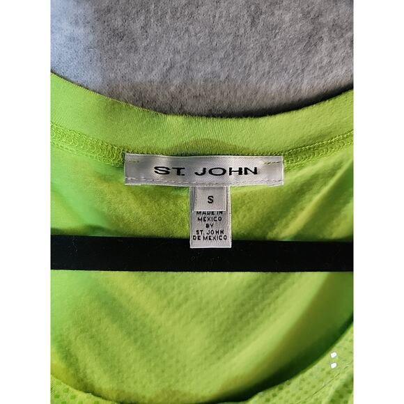 ST. JOHN Lime Green Sequined Sleeveless Scoop Neck Blouse Tank Top Women’s Small - Picture 2 of 7